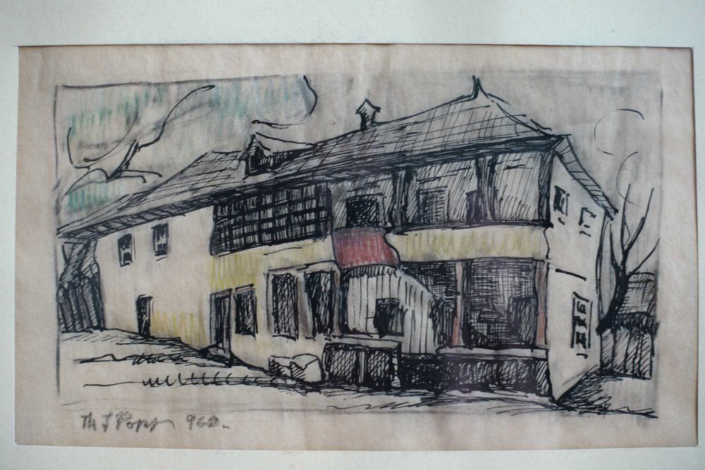 Desen original Th. Popp 1960 26 x 15 cm