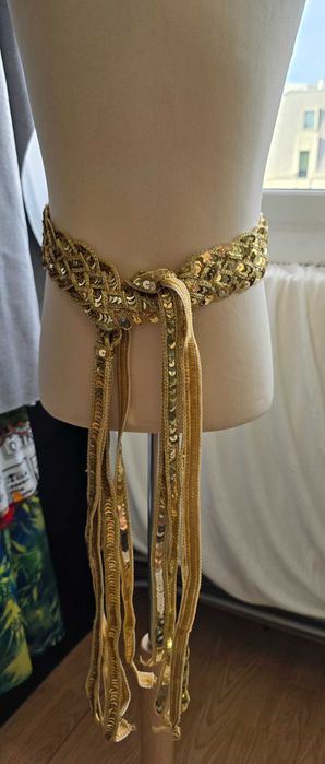 Curea aurie impletita din material 76 cm