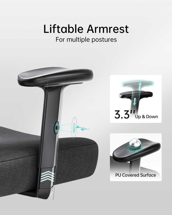 НОВ - Hbada P3 Ergonomic Office Chair – Офис стол с 2D лумбална опора, регулируем подглавник и подлакътници