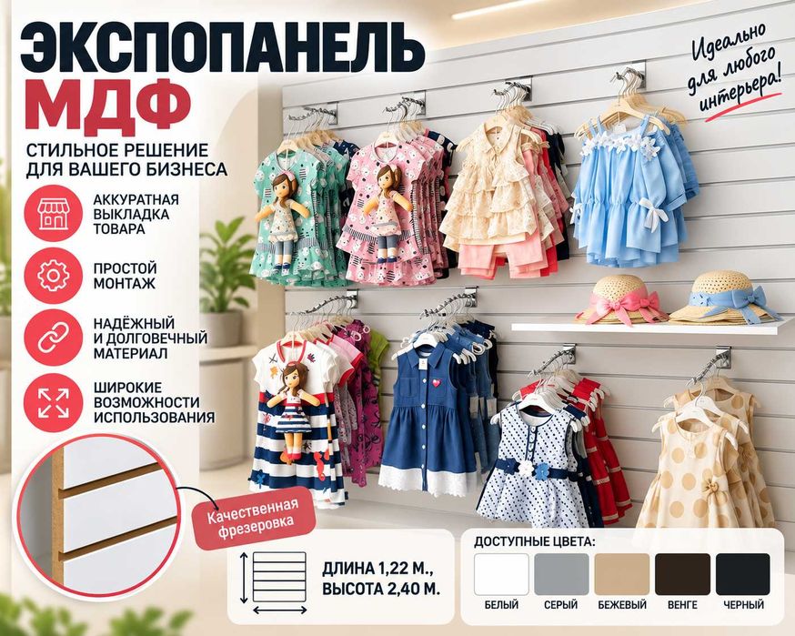 Торговая панель МДФ и пластик с пазами для магазина