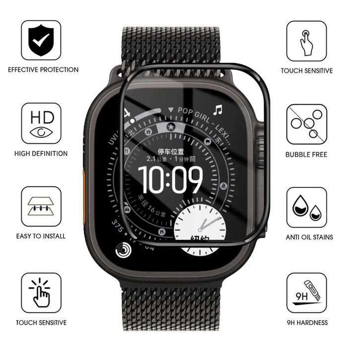 Apple Watch Ultra / Series 11 10 8 / SE / 5D Протектор за цял екран