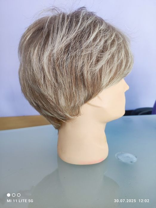 Perucă păr scurt blond