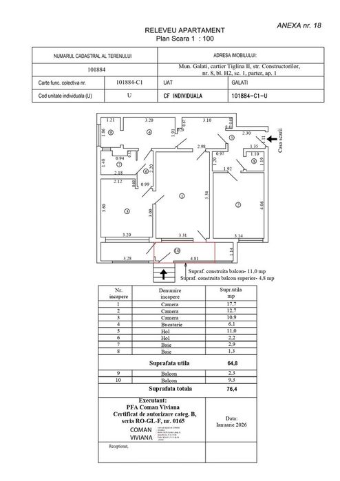 Vand apartament 3 camere