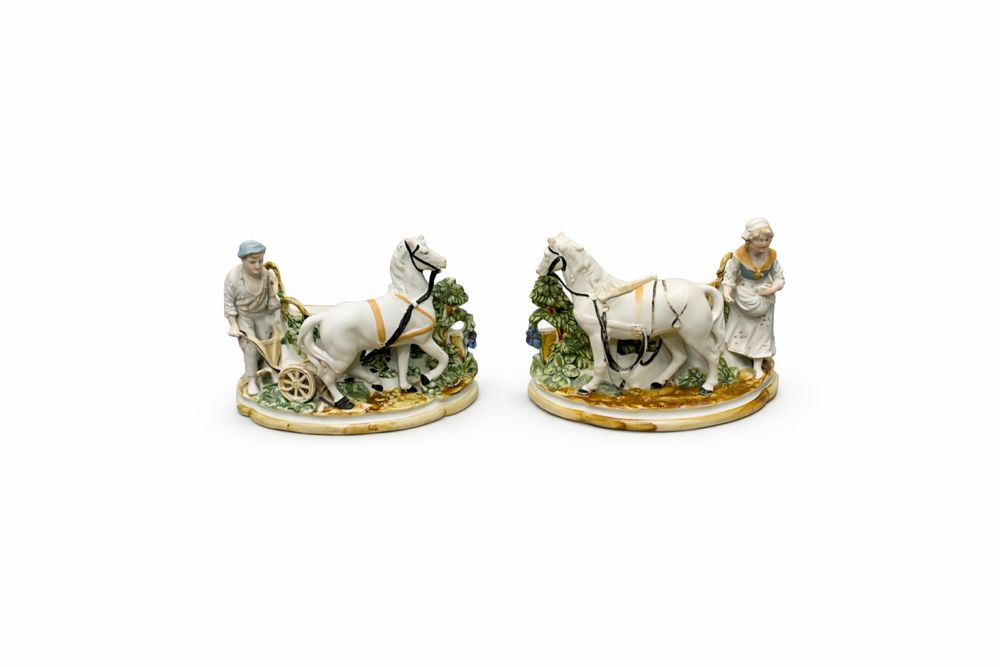 Немска порцеланова двойка коне Thuringia Германия 1900 1930