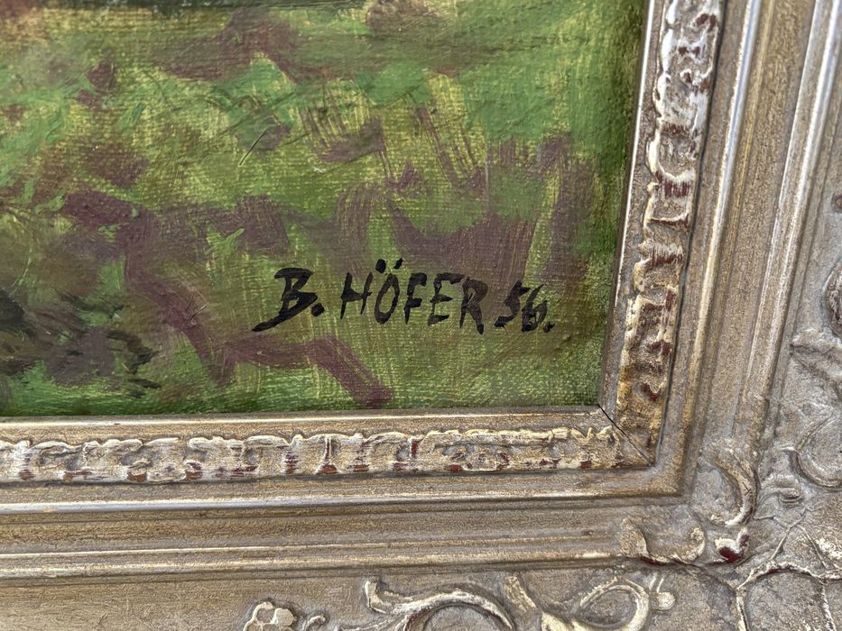 Tablou pe panza, peisaj montan cu ferma, dimensiunea panzei 90x70