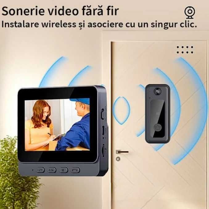 Sonerie video inteligenta, bluetooth, night vision, infrarosu, senzor IR, interfon video HD
