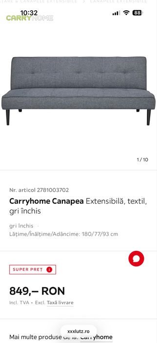 Canapea extensibila gri