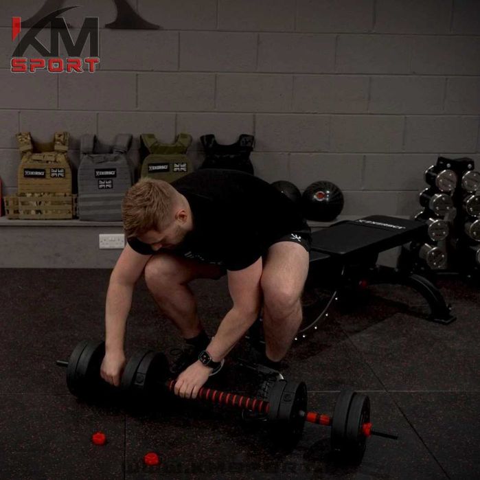 Нови дъмбели комплект + лост-конектор 20кг/30кг/40кг/50кг