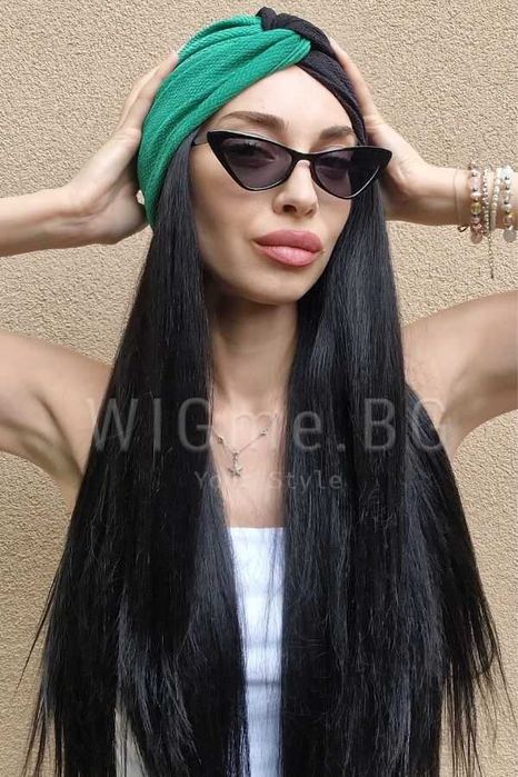 Дълга черна лейс фронт перука Катрин