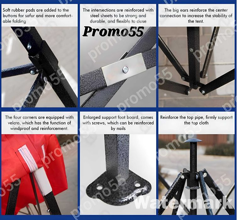 Търговска Шатра 3х3 - 18кг. с Подсилена Конструкция и Бяло Покривало