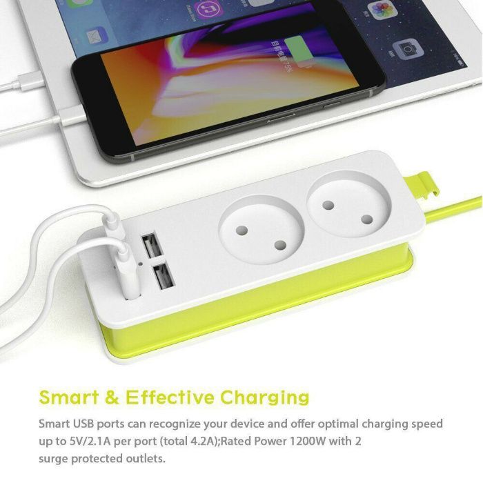 Prelungitor cu 2 Prize si 4 USB, 1.5 metri. Nou ambalat!