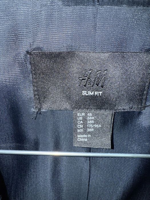 Мъжко сако H&M Slim Fit, размер 48 / M, тъмносиньо