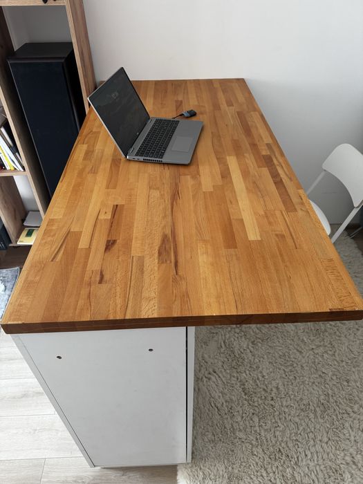 Insulă bucătărie/bar/birou cu blat stejar gros 4 cm, 160x80, 5 sertare