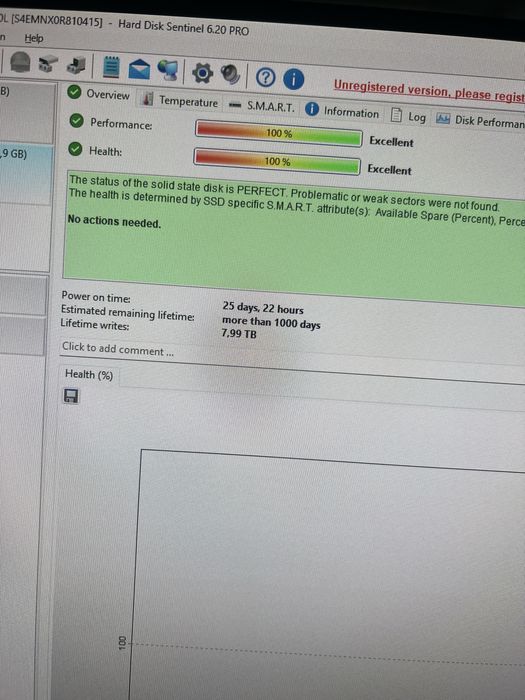 SSD NVMe Samsung OEM 1 TB, 100% health