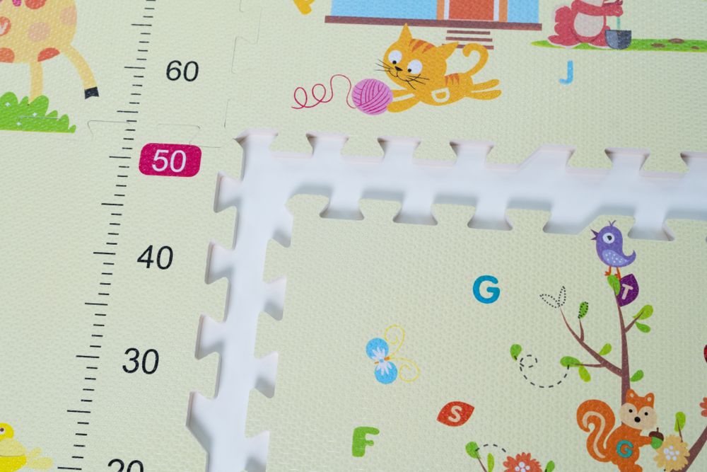 Covor protectie copii Puzzle EVA animat  120x120x1.2 cm