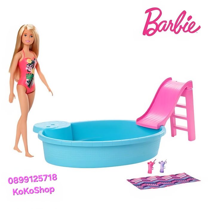 Кукла Барби с басейн с пързалка/Барби на плаж
