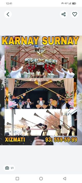 Karnay surnay doira nog'ora milliy ansabil xizmati to'ylaringizda