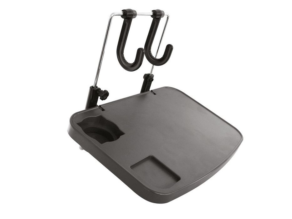 Suport multifunctional auto Carpoint pliabil pentru laptop, bauturi si mancare, cu fixare pe volan sau spatarul scaunului, reglabil pe inaltime,