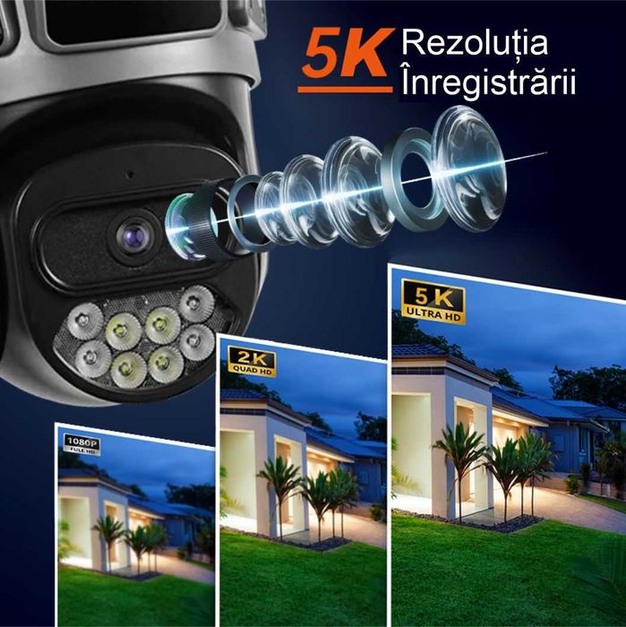 Cameră de supraveghere 4G, 10MP, 5K Ultra HD, Zoom 10X, Night Vision
