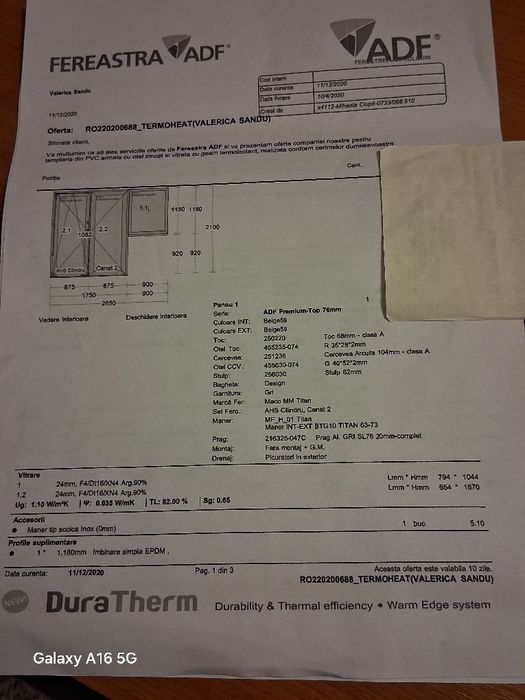 Vand tamplarie ADAF:doua usi si un geam  termopan