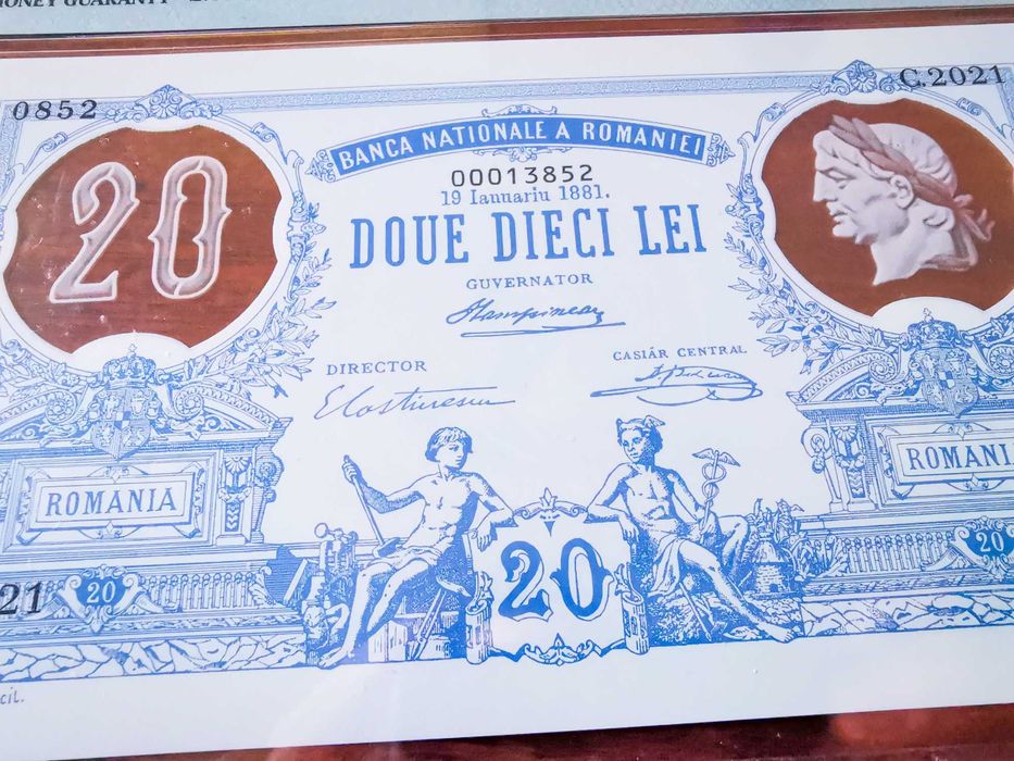 Bancnota replică după prima bancnotă de 20 lei BNR