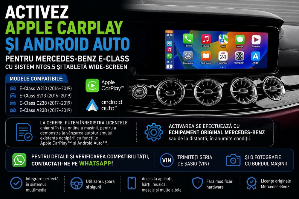 Activare Apple Carplay Android Auto Mercedes-Benz E-Class W213