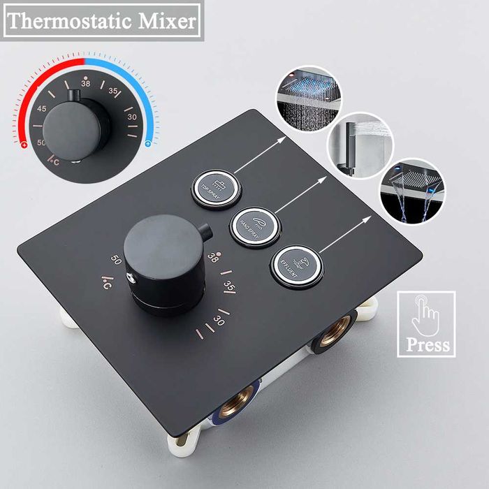 Термостатен душ с LED осветление за вграждане в таван