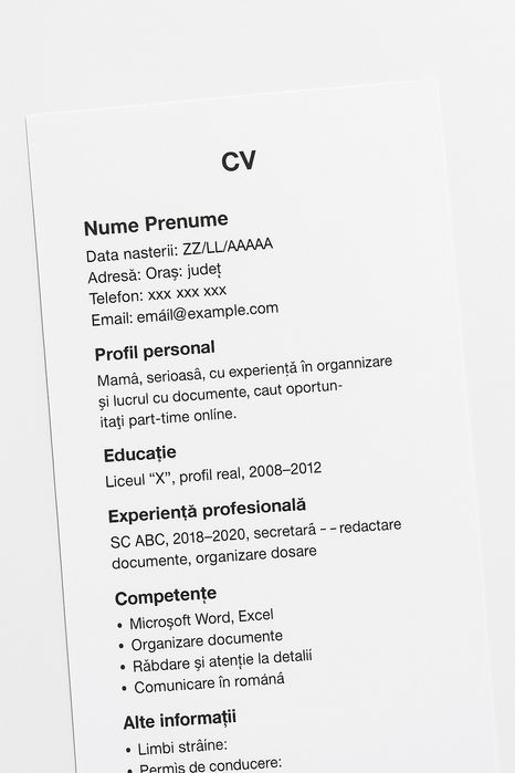 CV profesional, cereri, formulare – rapid, online