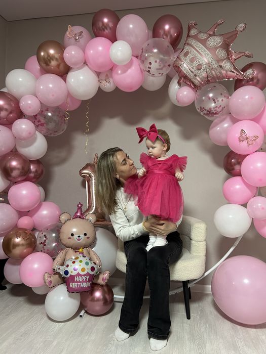 Розовое платье для девочки 74-80 размер