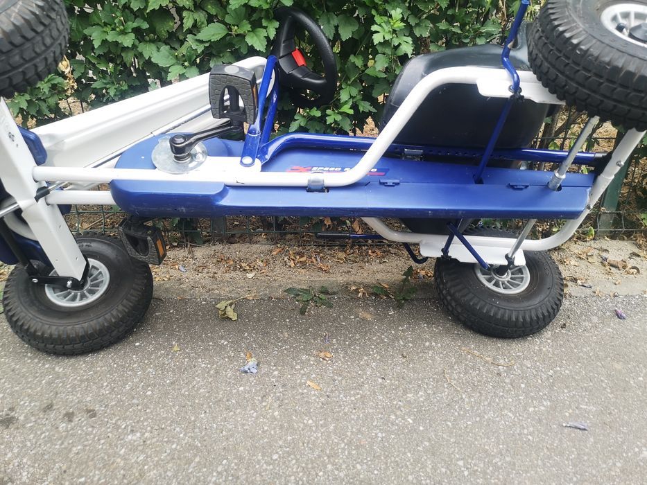 Cart/Kart cu pedale pentru copii PUKY F600 L 5-10 ani alb/albastru