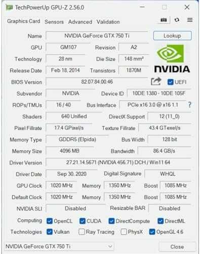 Saplos GTX 750 Ti 4GB 128-bit HDMI VGA DVI