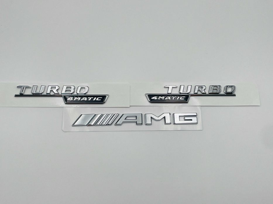 Set Embleme Compatibile Mercedes turbo 4matic AMG crom
