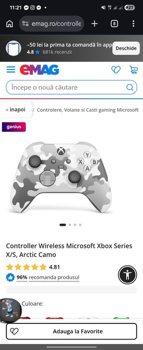Oferta Controller Wireless Microsoft Xbox Series X/S, Arctic Camo