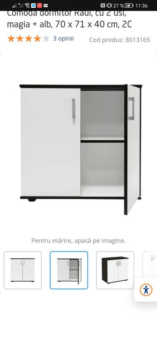 Vând comodă cu 2 uși, nuanța wenge+alb, dimensiuni 70x71x40.