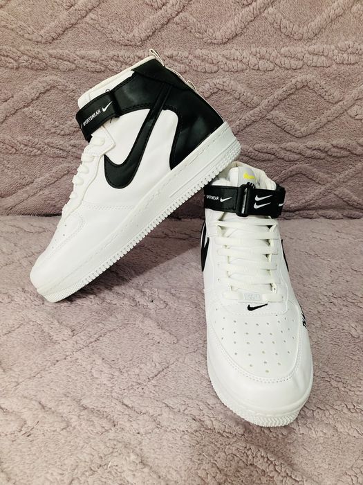 Ghete Nike AF1 alb spate negru