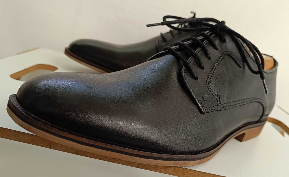 Pantofi derby 40 plain toe premium Minelli Paris NOI piele naturala