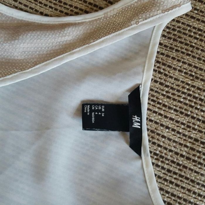 Bluza maieu alb paiete H&M