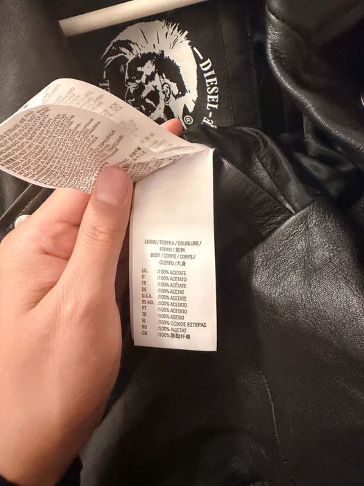 Оригинално мъжко кожено яке Diesel XL – 100% Lambskin – като ново