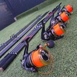 Set 4 Lansete Crap 3.0m 3.75 LBS 3 tronsoane  + 4 Mulinete AQUASITE