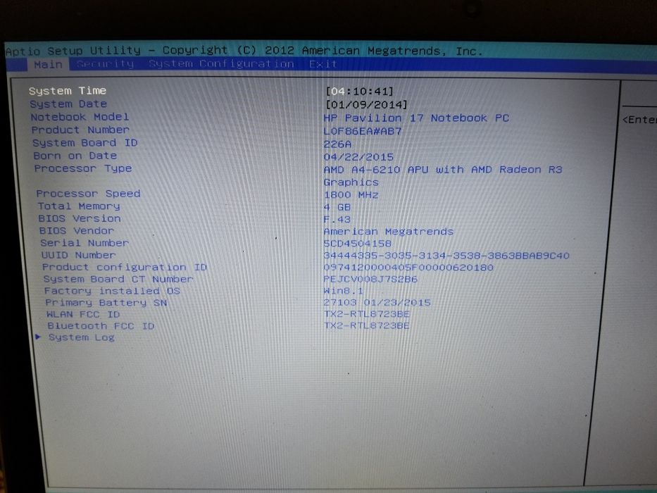 Laptop HP pavilion 17