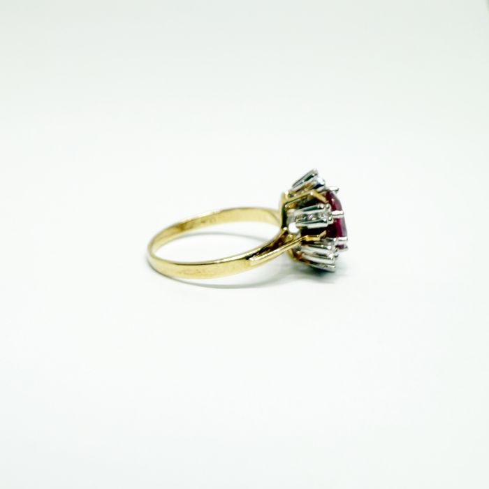 Inel din aur 14k cu rubin natural si diamante naturale