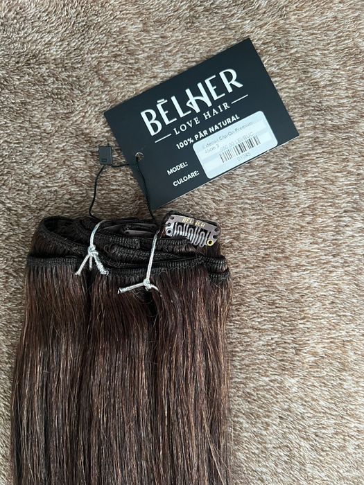 Extensii Belher clip-on premium 45 cm, nuanta 3 (din par natural remy)