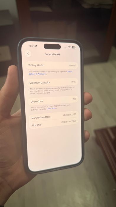 iPhone 15 Pro Max 256GB / 87% Battery / Negru Cu husa Apple Originala