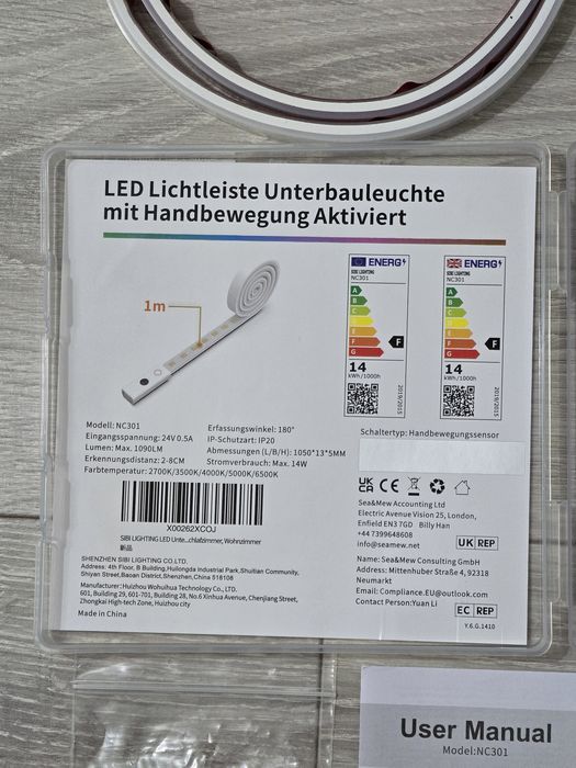 Bandă LED SIBI LIGHTING 1M pentru sub dulap, reglabilă, 24V, autoadezivă