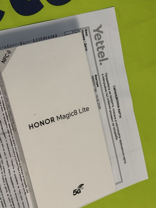 ЗАПЕЧАТАН 512GB Honor Magic 8 lite 5G Yettel Гаранция до 2029 Black