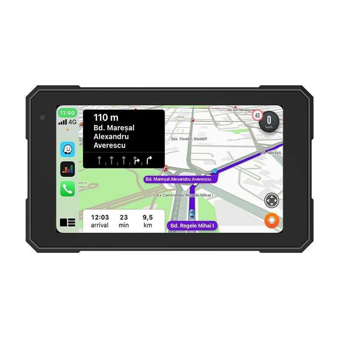 Навигация за мотор мултимедия за мотоциклет CarPlay / Android Auto Водойстойчива IP67 Мото дисплей екран