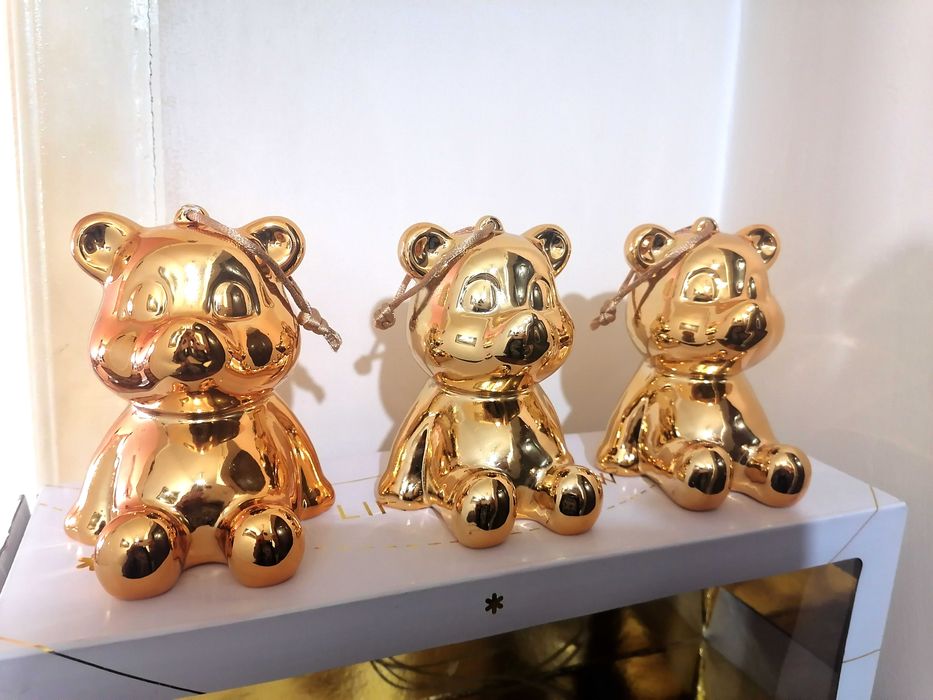 Уникални Дизайнерски Златни Коледни Мечета-LINDA FARROW