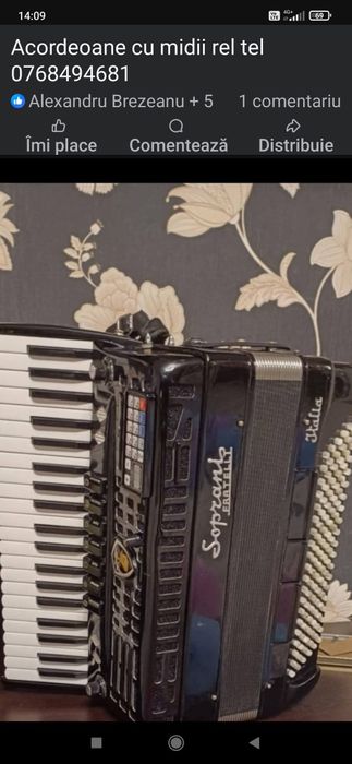 Acordeon Italian usor cu midii si wirles  6 kg