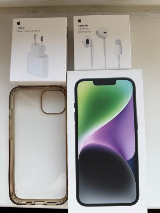 Iphon 14 Midnight  Neverlock 128GB Stare Foarte Buna Cu Cutie Si Accesorii
