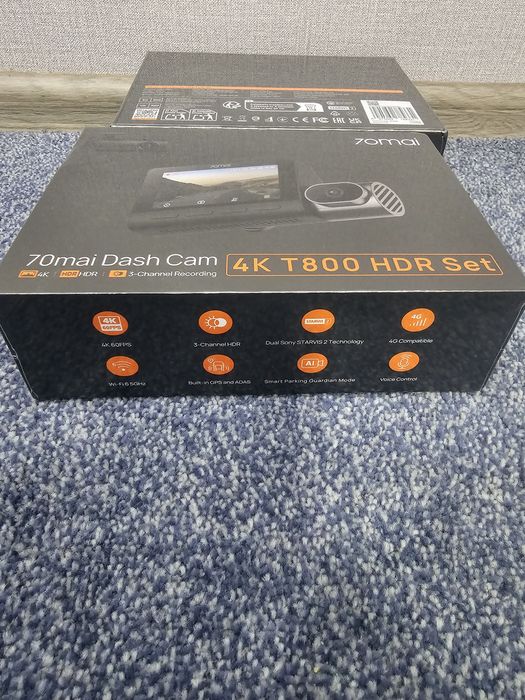 Новинка! 4К Видеорегистратор с 3 камерами 70mai Dash Cam 4K T800+карта